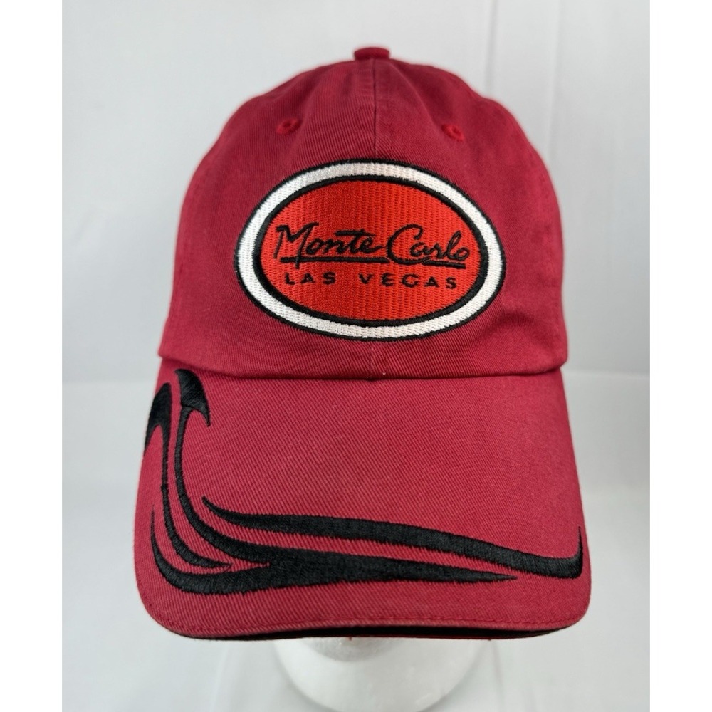 Vintage Y2K Monte Carlo Casino Las Vegas Strapback Red Baseball Cap Hat VGC Wave